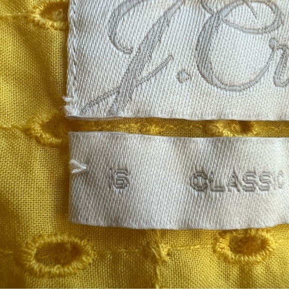 J. CREW Warm Sun Yellow CLASSIC-FIT SHIRT IN EYELET Cotton Button-Up Top 16 - Picture 7 of 15